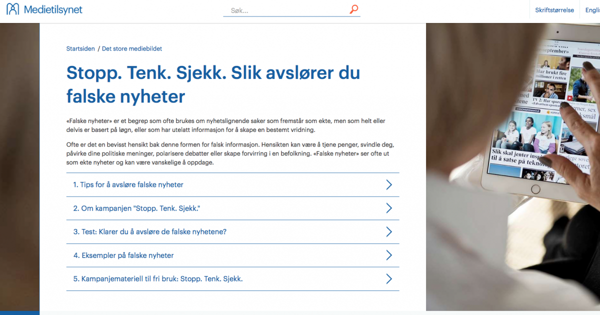 Medietilsynet Med Kampanje Mot Falske Nyheter | Fagpressen